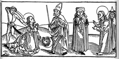 Epizoda ze života svatého Jakuba Majora: světec je sťat pod očima judského krále Heroda z Agrippy. Rytina z „Leben der Heiligen - sommerteil“ (Kniha světce) od Jacoba (Jakuba) z Voragine (1228-1298). Lubeck 1488. od Unknown artist