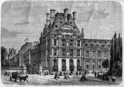 Vnější pohled na Pavillon de Flore, Palais des Tuileries a Galerii du bord de l