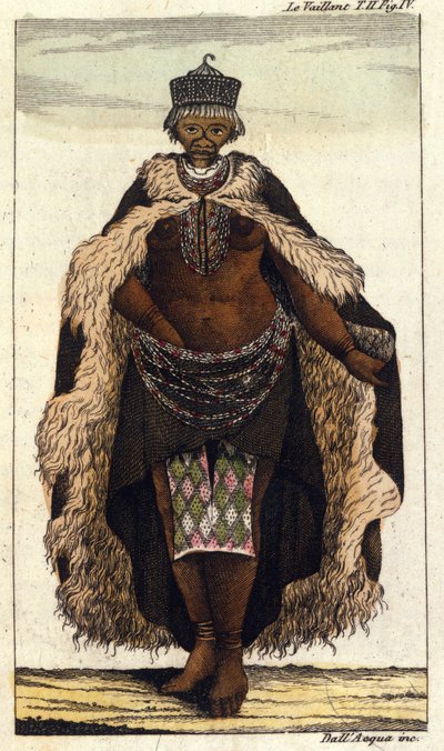 Členka jihoafrického kmene Hotentotů, rytina z roku 1820. od Unknown artist