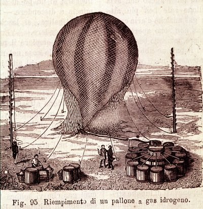 Plnění plynové vodíkové baňky. od Unknown artist