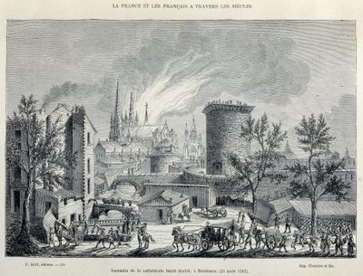 Požár Cathedrale St André, Bordeaux, 25. srpna od Unknown artist