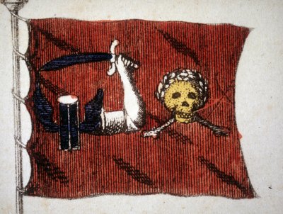 Vlajka barbarských pirátů, rytina z konce 18. století. od Unknown artist