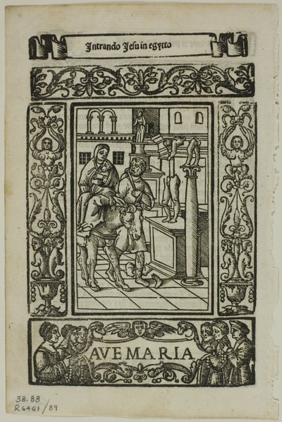 Útěk do Egypta z Rosario della V. Maria od Castellana, deska 89 z dřevořezů z knih XVI. století od Unknown artist