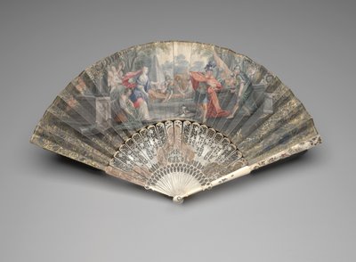 Skládací vějíř s Jeftou, která se setkala se svou dcerou, kolem 1740-50 od Unknown artist
