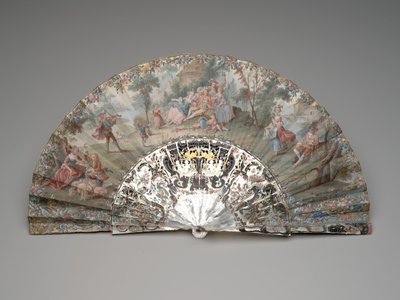 Skládací vějíř s pastorační scénou, cca 1740-50 od Unknown artist
