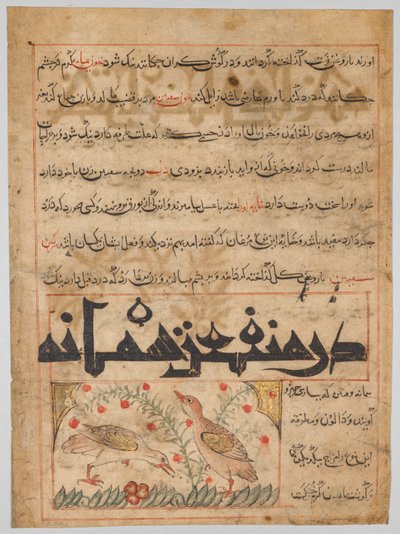 Folio z perského Manafi‘ al-Hayawan (Výhody zvířat) Abu Said Ubaid-Allah ibn Jibrail ibn Bakhtishu (zemřel 1058–68) (verze) od Unknown artist