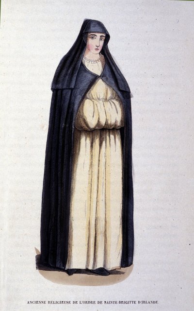 Bývalá jeptiška Řádu svaté Brigity z Irska. Rytina z alba o řeholních řádech, Paříž od Unknown artist