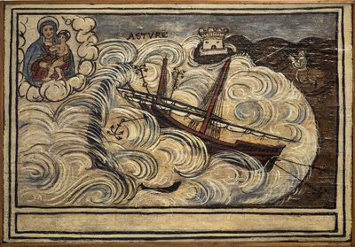Bývalý voto (ex voto) námořník, oblíbená nabídka jako slib oddanosti a vděčnosti námořníka, který přežil nebezpečí moře, pocházející z kostela Carmine, Torre del Greco, poblíž Neapole, Itálie 19. století od Unknown artist