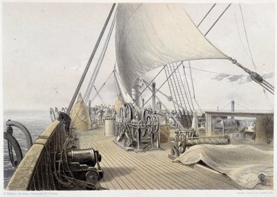 Přední paluba uvolněna pro závěrečný attemet na grappling, 11. srpna 1858 - v „The Atlantic telegraph“ od W. H. Russela, ca. 1860 od Unknown artist