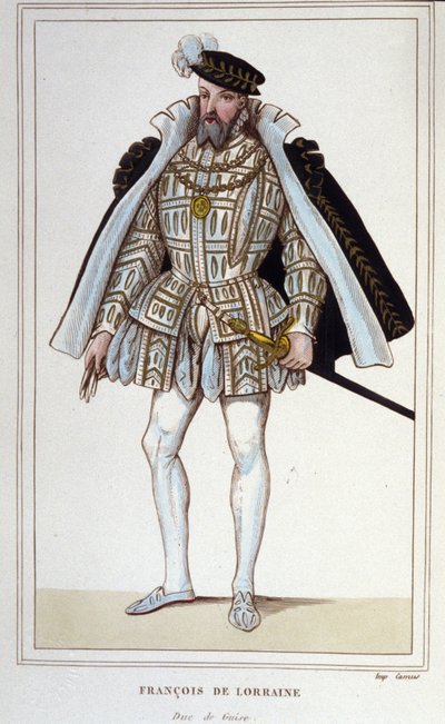François de Lorraine (1519-1563). Vévoda z Aumale, poté 2. vévoda z Guise. Francouzský generálporučík. Rytina z roku 1830. od Unknown artist