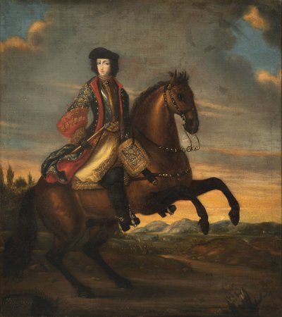 Frederic IV de Holstein Gottorp a cheval - Portrét Fridricha IV. (1671-1702), vévody z Holštýnska-Gottorpu na koni, Anonym. Olej na plátně od Unknown artist