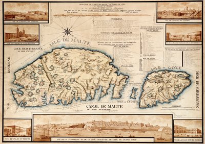 Francouzská mapa Malty, cca 1798 (rukopis) od Unknown artist