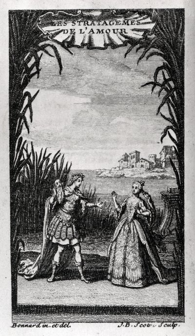 Frontispis „Les Stratagemes de l’amour““ od Pierre-Charlese (Pierre Charles) Roye, francouzského libretisty (1683-1764) pro balet opery nebo heroický balet Destouches Andre Cardinal (1672-1749). 1726. od Unknown artist