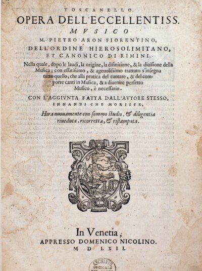 Frontispice of Toscanello v hudbě Pietra Arona od Unknown artist