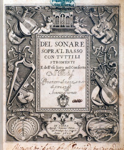 Frontispice del sonare sopra il basso od Agostina Agazzariho od Unknown artist