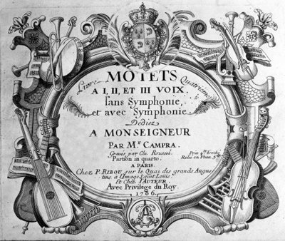 Frontispice partitury čtvrté knihy motet Andre Campra. 1706 od Unknown artist