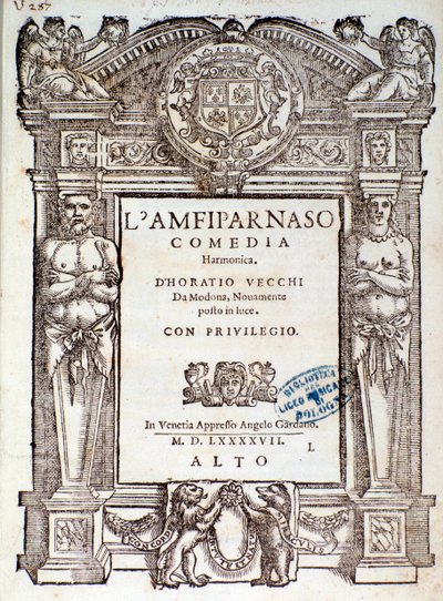 Frontispis z madrigalové komedie Amfiparnaso od Orazia Vecchiho od Unknown artist