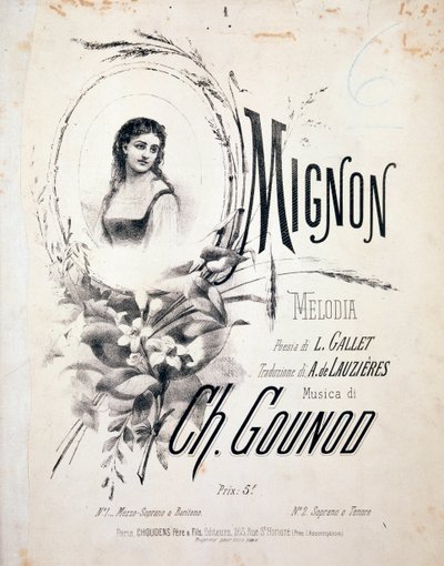 Frontispiece of Mignon, melodie Charles Gounod (19. století) od Unknown artist