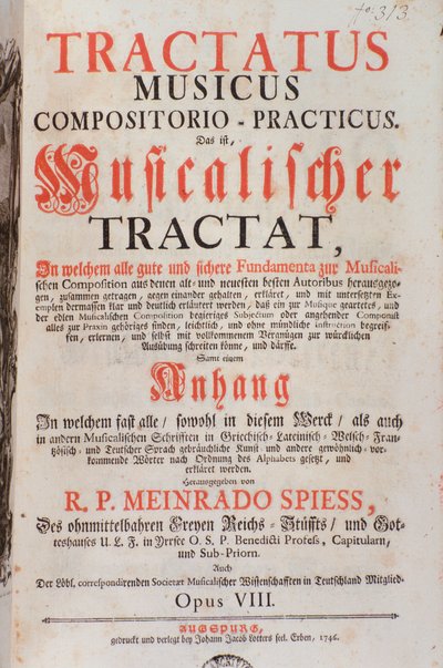 Frontispis Tractatus musicus od Meinrada Spiesse od Unknown artist
