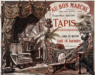 Nábytek a nábytkové koberce - reklama obchodu „“Le bon marche“, konec 19. století. od Unknown artist