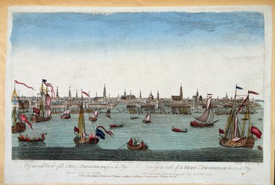 Celkový pohled na Amsterdam od moře 18. století (rytina) od Unknown artist