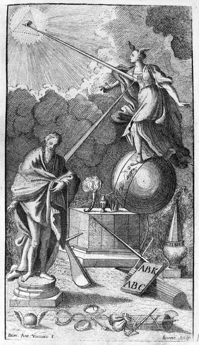 Giambattista Vico. Také nazývaný Giovanni, Gian Battista, Jean Baptiste nebo Jean-Baptiste. Antiporta (falešný název) „La Scienza Nuova“, Neapol 1744. od Unknown artist