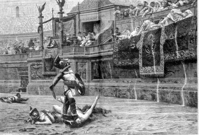 Gladiátorská bitva v římských dobách po obraze J L Gerome od Unknown artist