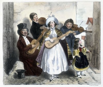 Skupina pouličních hudebníků, konec 19. století od Unknown artist