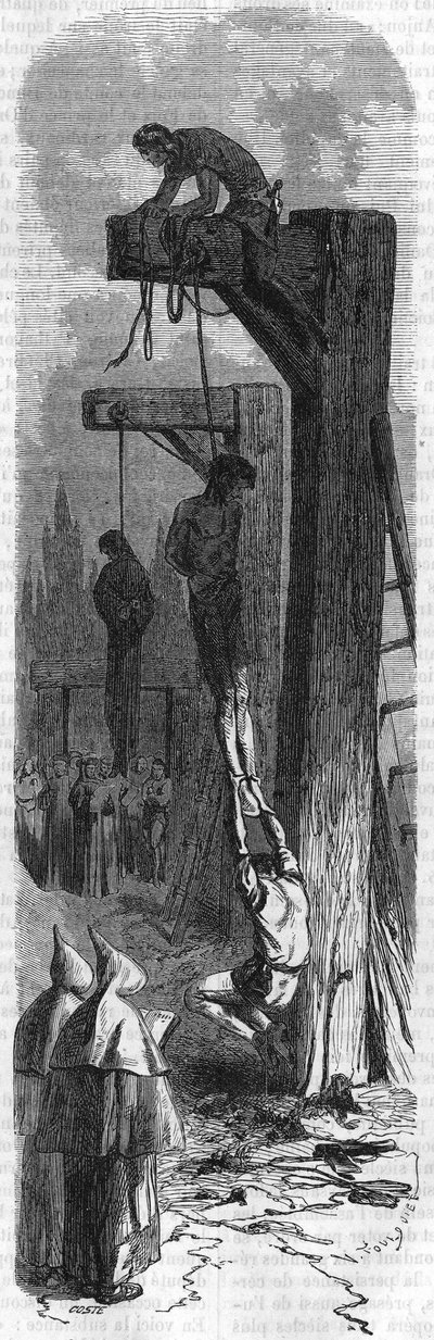 Závěs olivovníku Ďábel, holič od Ludvíka XI. Rytina z 19. století. od Unknown artist