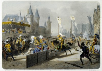 Henri II (1519 - 1559) zemřel v turnaji dne 27. června 1559 - litografie od Unknown artist