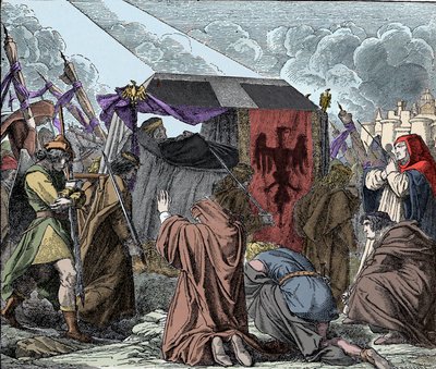 Jindřich VII. oplakaný svým lidem - Pohřeb Jindřicha VII. Lucemburského (asi 1275-1313), císaře Římanů - od Unknown artist