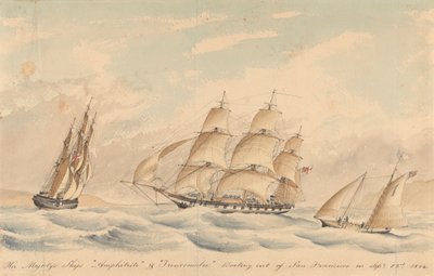 Lodě Jejího Veličenstva "Amphitrite" a "Trincomalee" vyplouvají ze San Francisca 23. září 1854 od Unknown artist