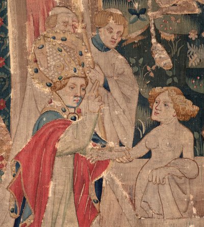 Historie Saint Piat a Saint Eleuthère, scéna 12: Vzkříšení dcery tribuna Detail. od Unknown artist