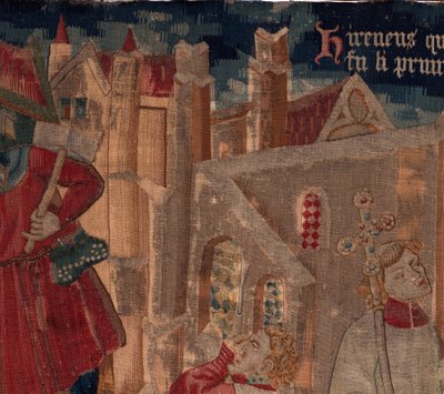 Historie Saint Piat a Saint Eleuthère, scéna 6 Detail vlevo nahoře. od Unknown artist
