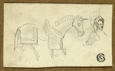Kůň a muž ve zbroji od Unknown artist