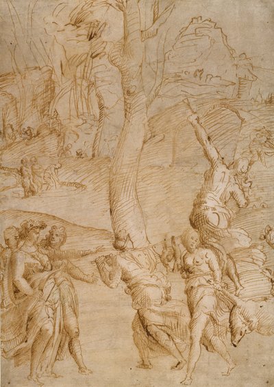 Lovecká scéna (recto); verso dvě studie dvojice ležících říčních bohů (), fronta sarkofágu () od Unknown artist