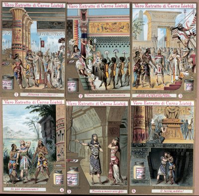 Ilustrace k opeře „“ Aida“ italského skladatele Giuseppe Verdiho (1813-1901). chromolitograf z konce 19. století. od Unknown artist