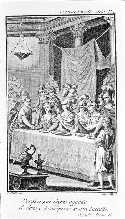 Ilustrace Semiramis, opera Antonia Salieriho (1750 - 1825). Brožura od Pierra Metastase (nebo Peter Metastasius). Zákon II, sc. II. od Unknown artist