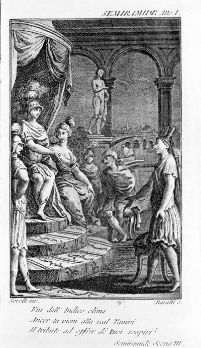 Ilustrace Semiramis, opera Antonia Salieriho (1750 - 1825). Brožura od Pierra Metastase (nebo Peter Metastasius). I. dějství, sc. III. od Unknown artist