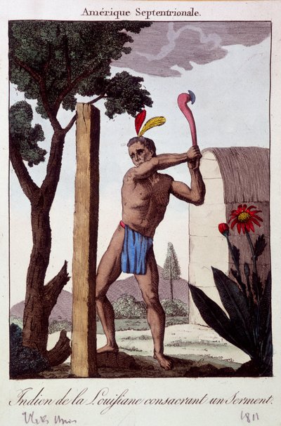 Indián z Louisiany zasvětil přísahu - rytinu od Unknown artist