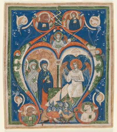 Iniciála A [ngelus Domini descendit] z antifonáře: Tři Marie u hrobu od Unknown artist