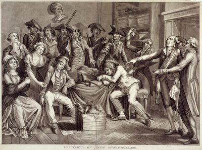 Interiér revolučního výboru. Rytina 18. století. Paříž, Musee Carnavalet od Unknown artist