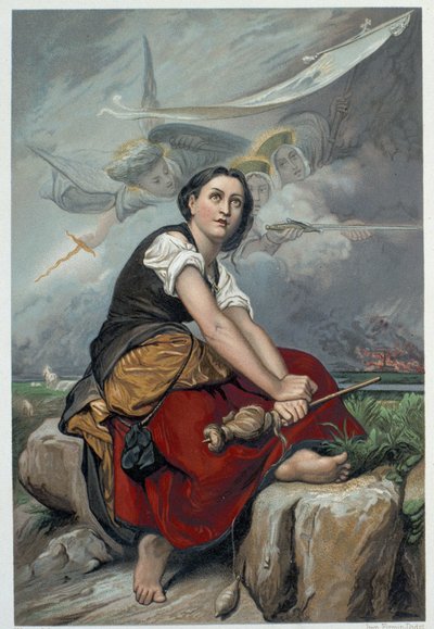 Jeanne slyší své nebeské hlasy: archanděl svatý Michael, svatá Kateřina a svatá Markéta mu nařídili, aby odjel do Francie pomoci králi, a ujistili ho, že mu Bůh pomůže – v „“Janne d