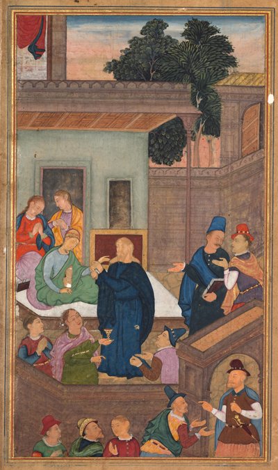 Ježíš vzkřísil Jairovu dceru z mrtvých, ze Zrcadla svatosti (Mir’at al-quds) otce Jeroma Xaviera od Unknown artist