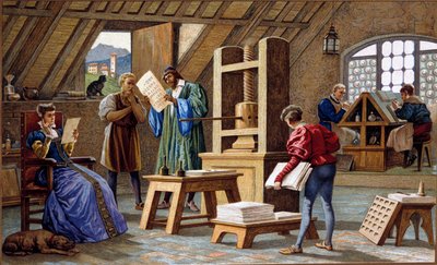 Johannes Gensfleisch Gutenberg (1400-1468), vynálezce knihtisku (1438). chromolitografie z 19. století. od Unknown artist
