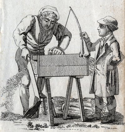 Truhlář a učeň. Rytina konce 18. století. Soukromá sbírka. od Unknown artist