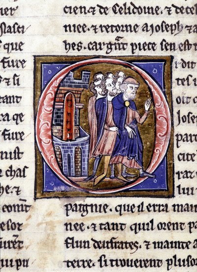 Josef z Arimatie (Arimathee) a jeho pokračování. Rukopis: Dobytí svatého grálu, napsaný 717 let po umučení našeho pána. Bibliotheque Municipale de Rennes, ms. 255 (Sbírka románů Kulatého stolu); Paříž od Unknown artist