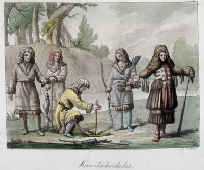 Lidé z Kamtschadales na Sibiři. V „Starém a moderním kostýmu“ 1819-1820 od Ferraria. od Unknown artist