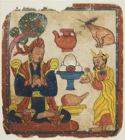 Král Mangkur vyživovaný královnou Dévikou, ze sady zasvěcovacích karet (Tsakali) od Unknown artist