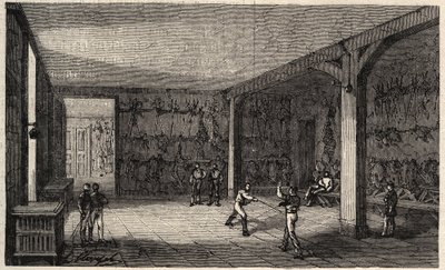 Ecole Polytechnique v Paříži v roce 1873 - Šermírna - Rytina z roku 1873 v „Le monde illustrious““ od Unknown artist